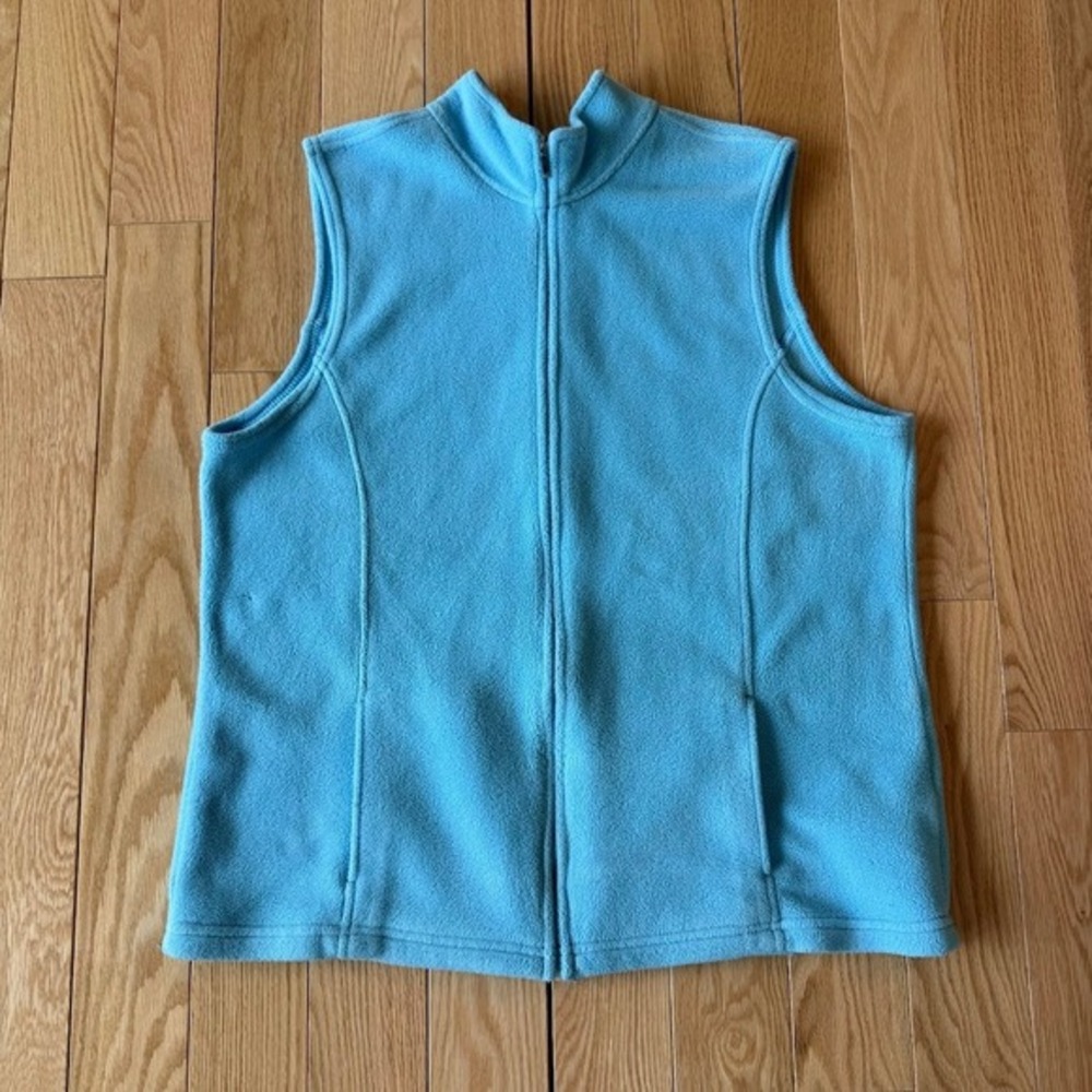 Women's Light Blue Fleece Vest - Classic Zip Front